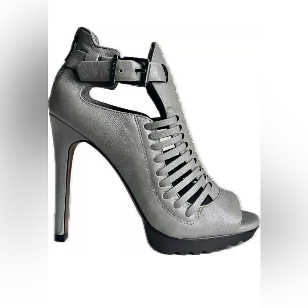 *BCBGeneration* Sz 8.5M Grey Woven Peep Toe Platform Leather Platform Heels